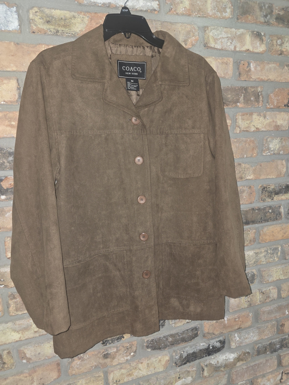 Women's Brown Suede Button-Front Jacket